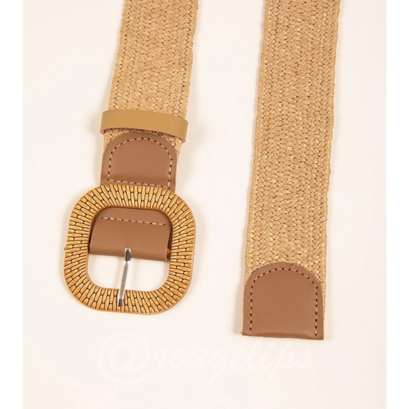 Woven Belt Tan Squared Buckle - Picture 3 of 5